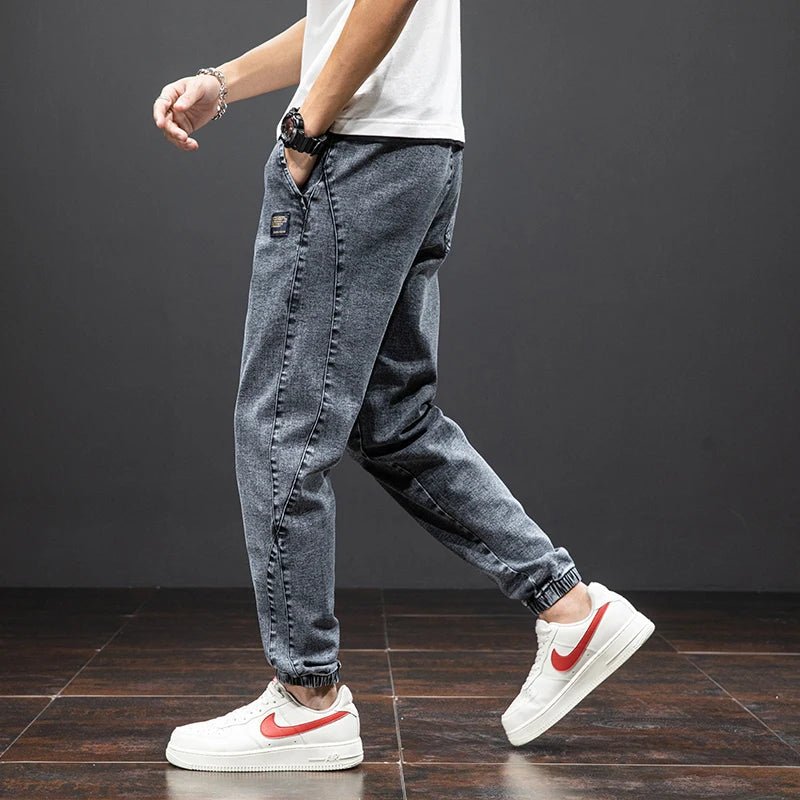Men's Stretch Denim Elastic-Waist Jogger Trousers