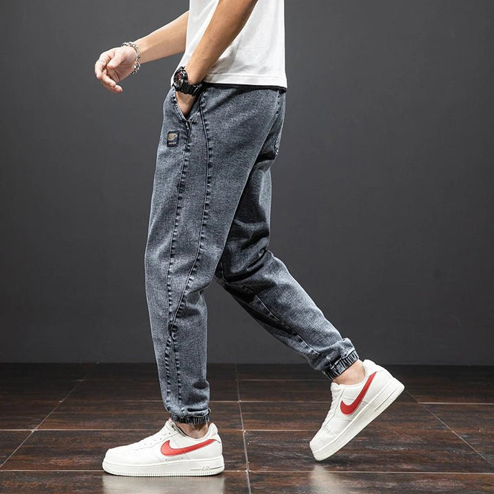 Men's Stretch Denim Elastic-Waist Jogger Trousers