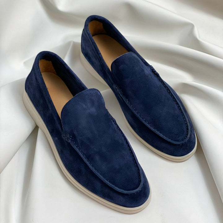 Men's Suede Slip-On Flatform Loafers - Dark Blue