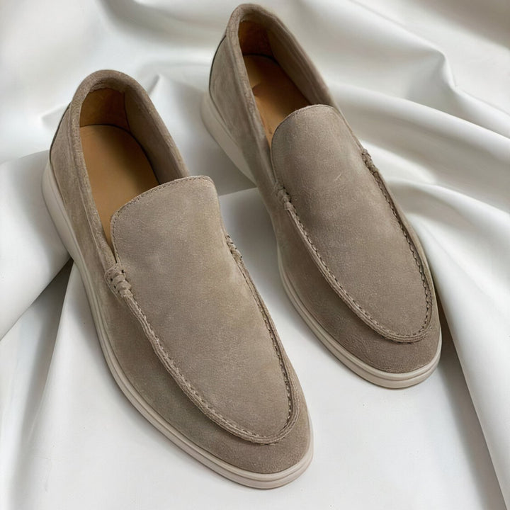 Men's Suede Slip-On Flatform Loafers - Beige
