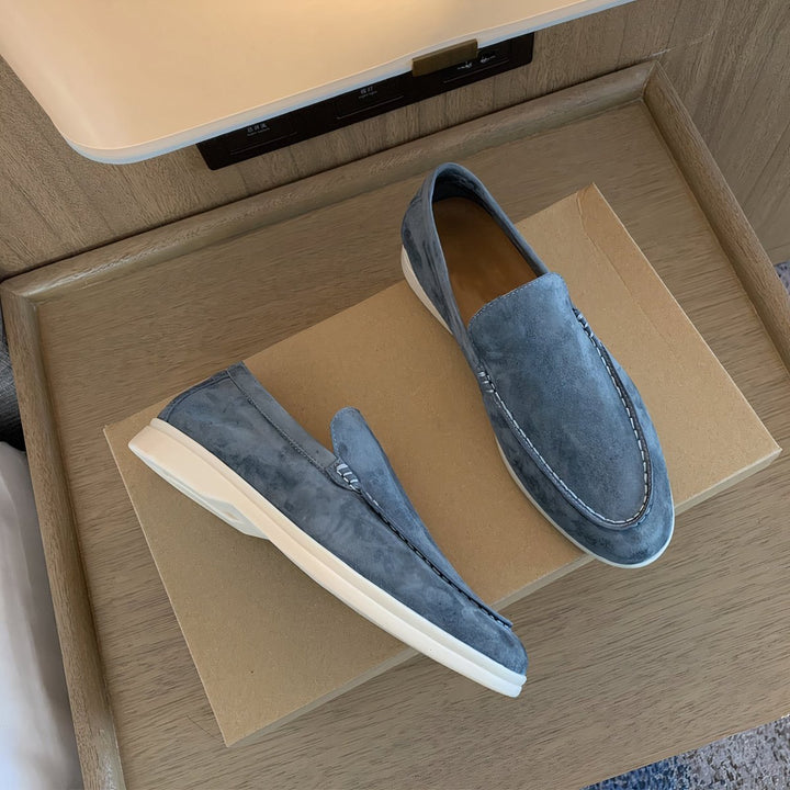 Men's Suede Slip-On Flatform Loafers - Light Blue