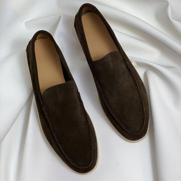 Men's Suede Slip-On Flatform Loafers - Brown