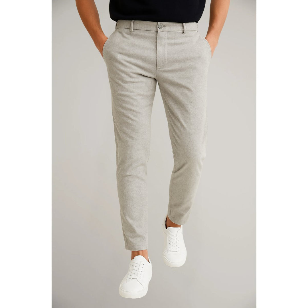 Men's Tailored Slim-Leg Button-Zip Trousers