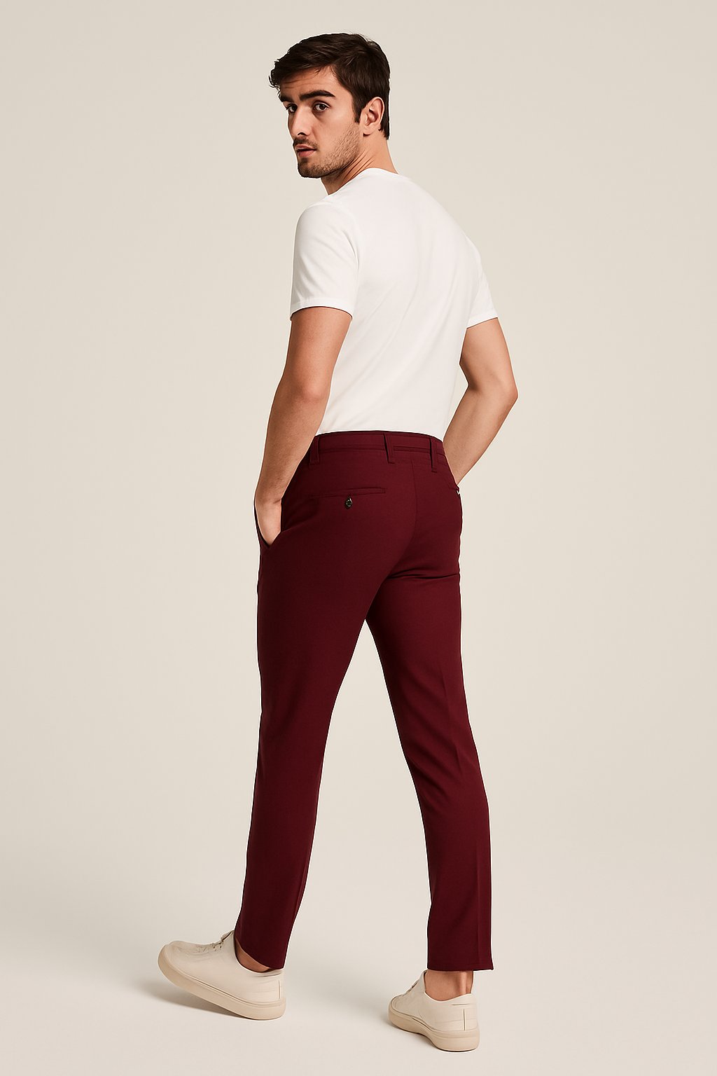 Men's Tailored Slim-Leg Button-Zip Trousers
