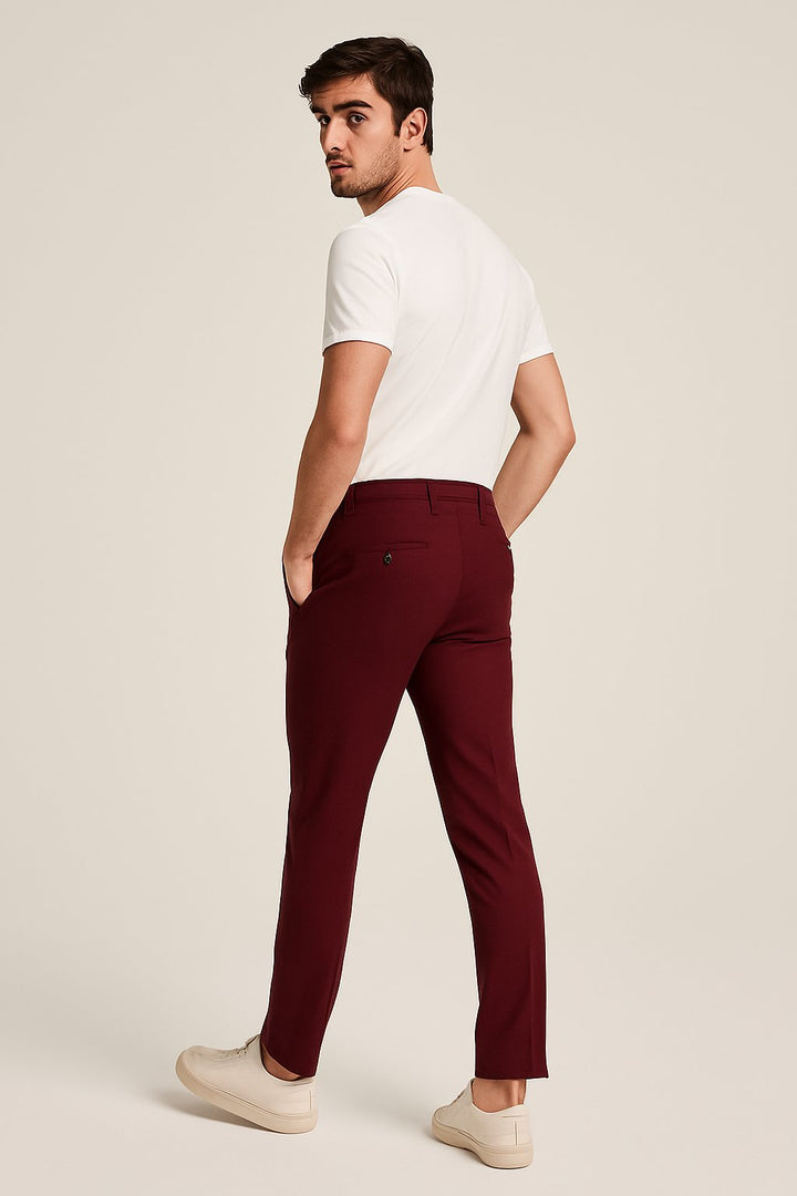 Men's Tailored Slim-Leg Button-Zip Trousers