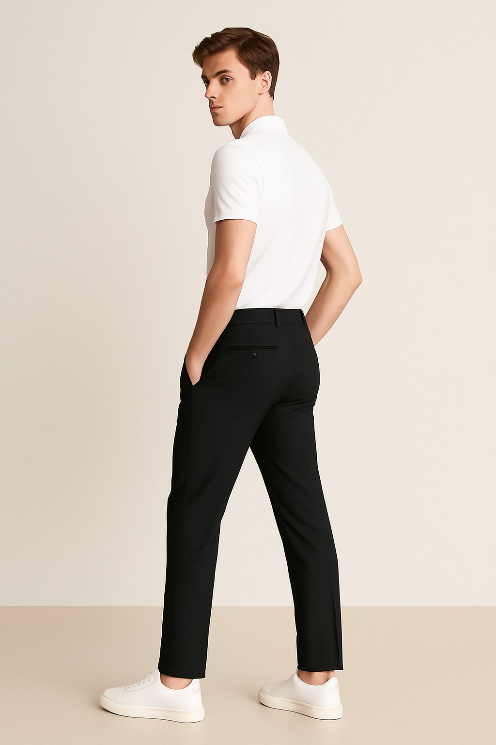 Men's Tailored Slim-Leg Button-Zip Trousers