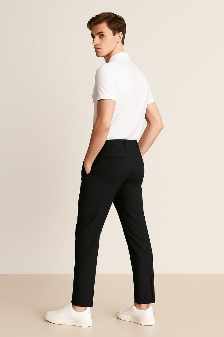 Men's Tailored Slim-Leg Button-Zip Trousers