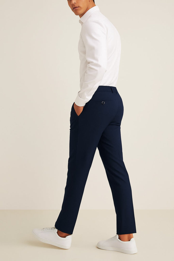 Men's Tailored Slim-Leg Button-Zip Trousers
