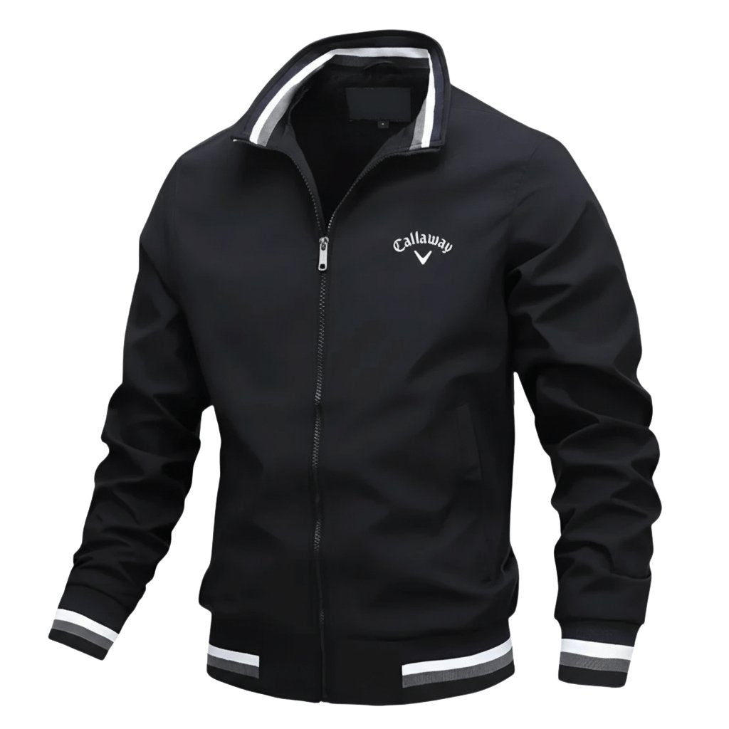 Men's Windbreaker Jacket Water-Resistant Full Zip - Black