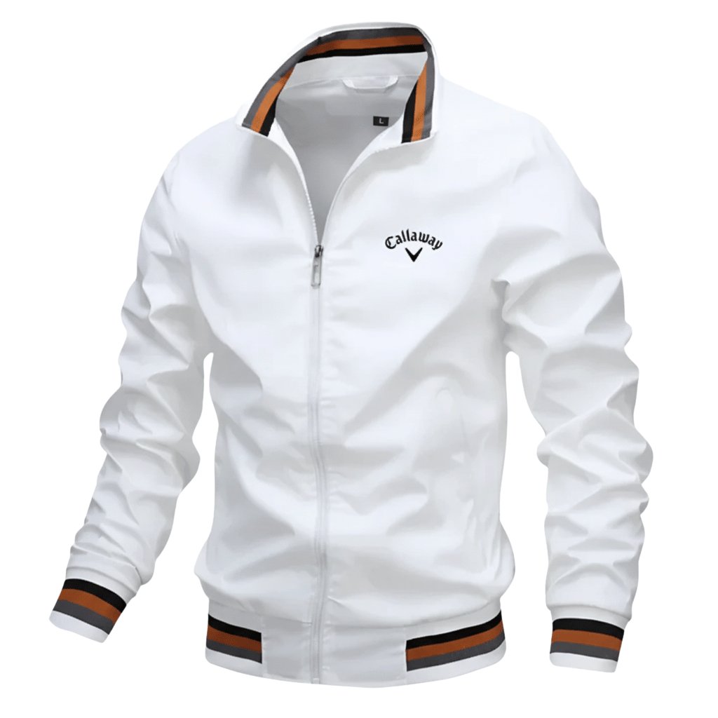 Men's Windbreaker Jacket Water-Resistant Full Zip - White