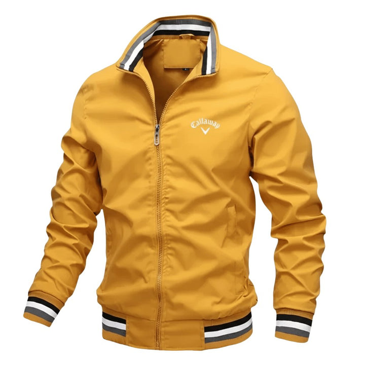 Men's Windbreaker Jacket Water-Resistant Full Zip - Yellow