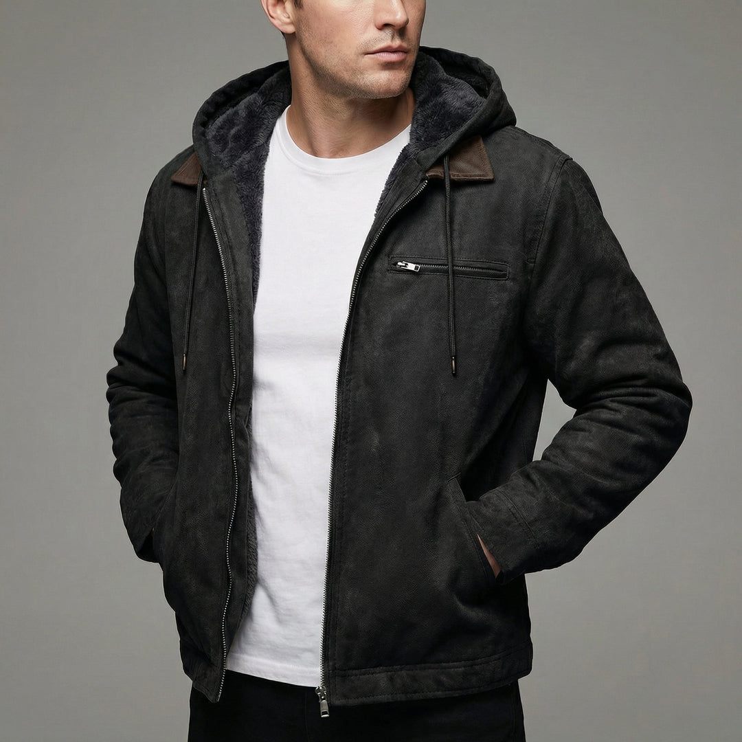 Men's Winter Coat Multiple Zip Pockets Outdoor Casual - Black