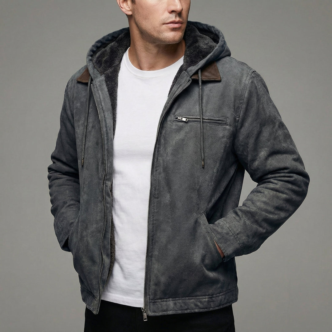 Men's Winter Coat Multiple Zip Pockets Outdoor Casual - Grey