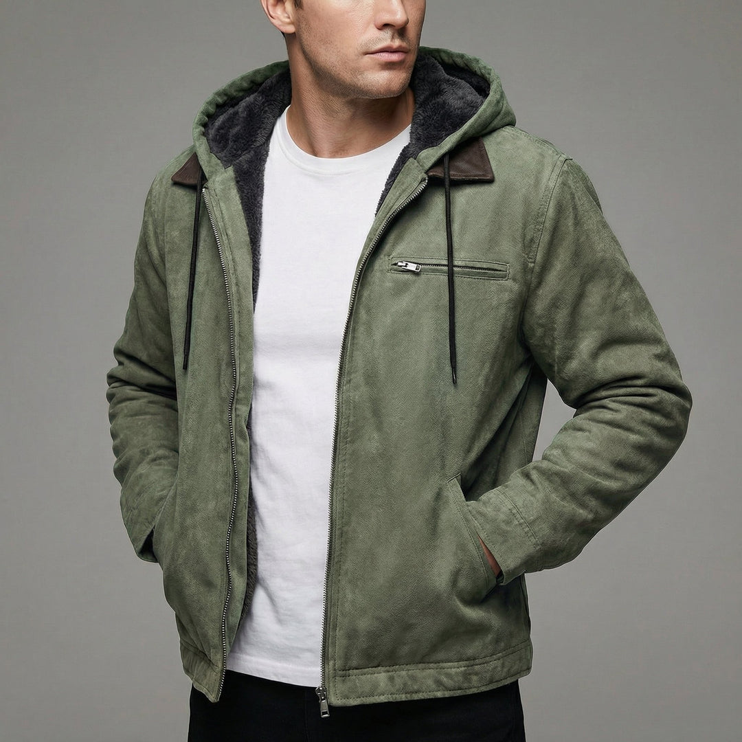 Men's Winter Coat Multiple Zip Pockets Outdoor Casual - Green