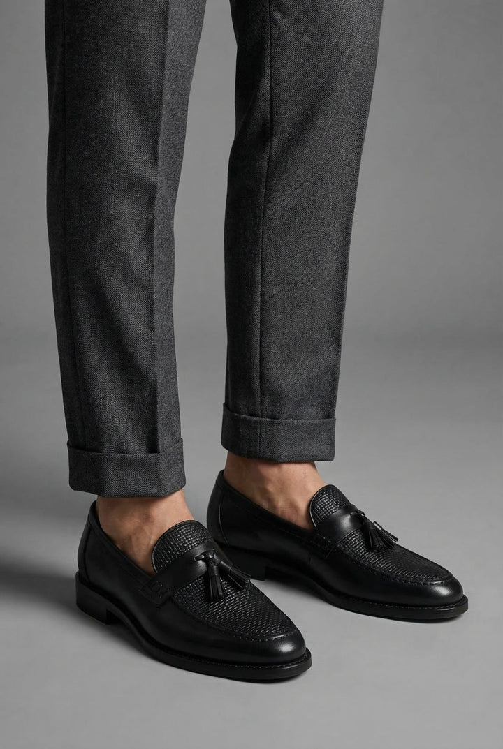 Men's Woven Tassel Slip-On Loafers Smart Formal Shoes