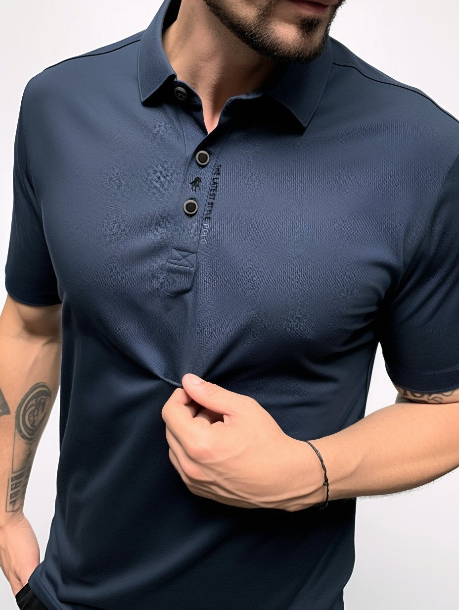 Men's Wrinkle-Free Polo Shirt Cotton Elastane Blend Short Sleeve