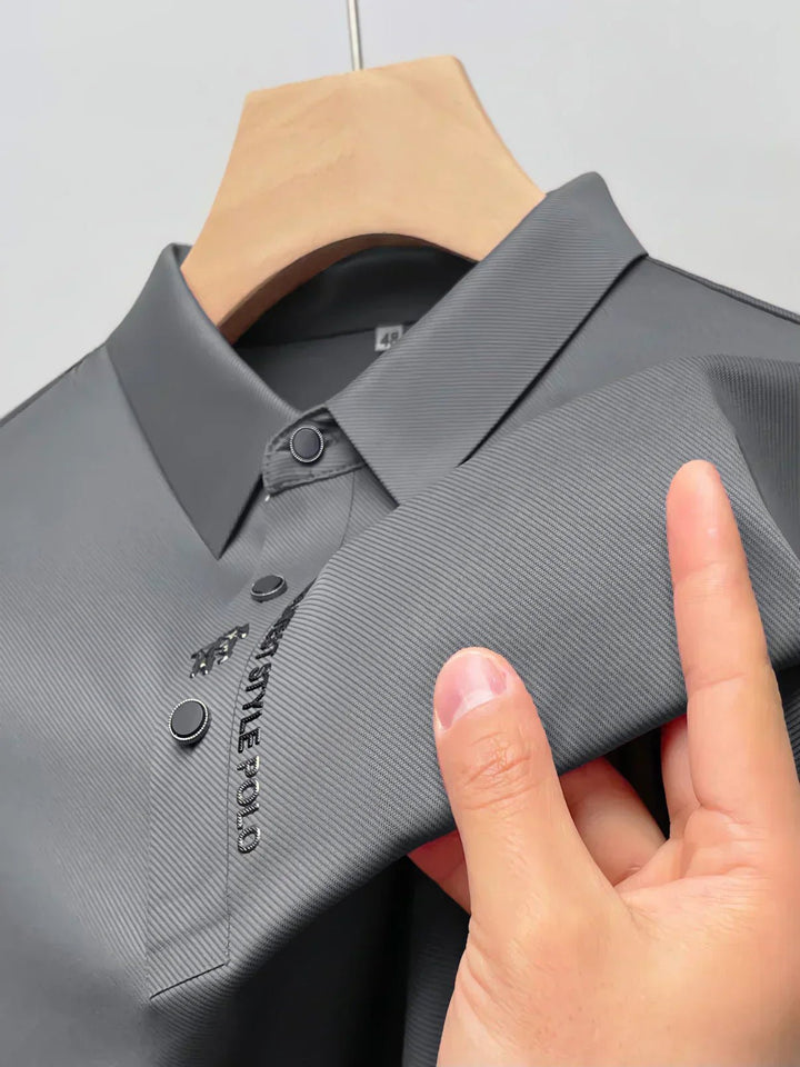 Men's Wrinkle-Free Polo Shirt Cotton Elastane Blend Short Sleeve