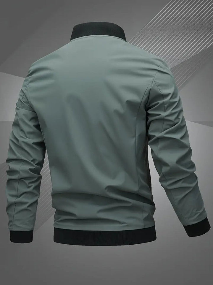 Men's Zip-Up Polyester Bomber Jacket Baseball Collar
