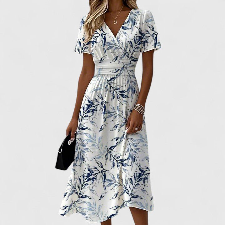 Midi Wrap Dress V-Neck Flutter Sleeves Floral