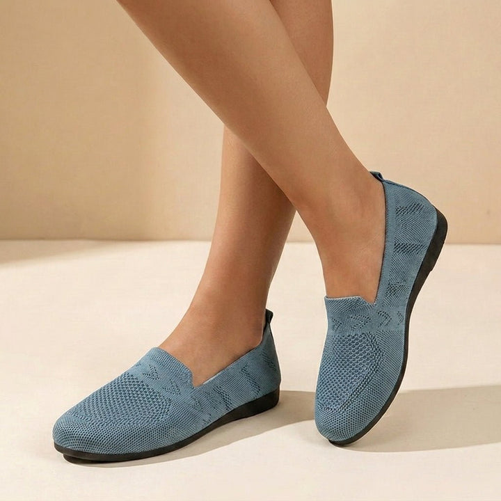 Orthopedic Knit Flats Women's Slip-On Round Toe Comfort - Light Blue