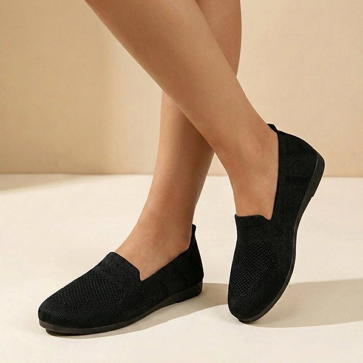 Orthopedic Knit Flats Women's Slip-On Round Toe Comfort - Black