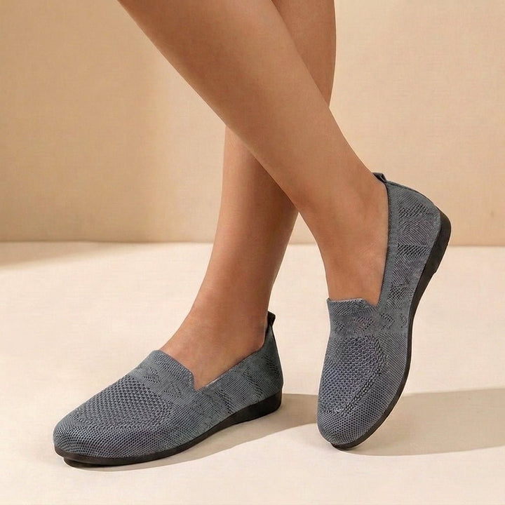 Orthopedic Knit Flats Women's Slip-On Round Toe Comfort - Dark Grey
