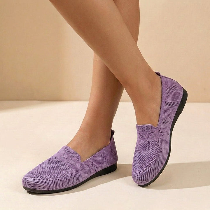 Orthopedic Knit Flats Women's Slip-On Round Toe Comfort - Purple