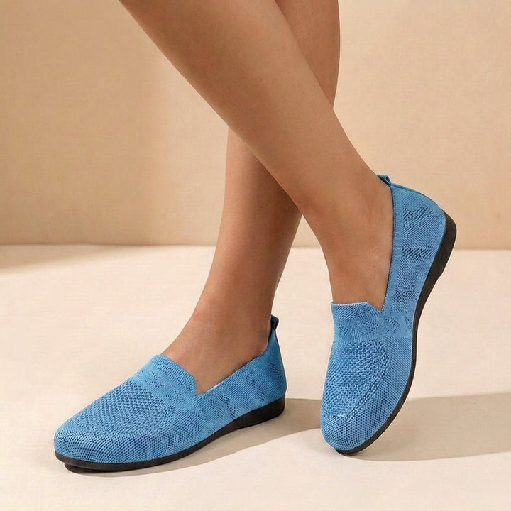 Orthopedic Knit Flats Women's Slip-On Round Toe Comfort - Sky Blue