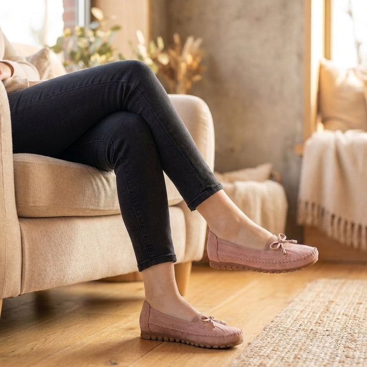Orthopedic Loafers Slip-On Perforated Bow Women's Comfort