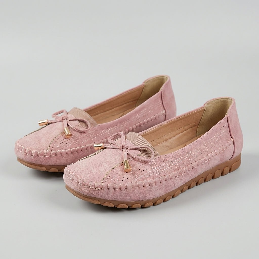 Orthopedic Loafers Slip-On Perforated Bow Women's Comfort