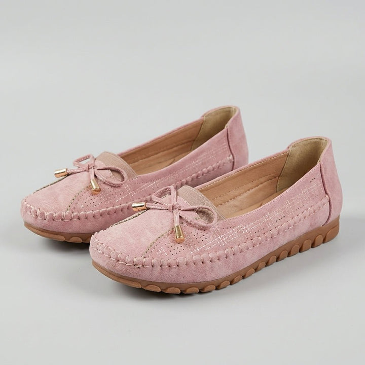 Orthopedic Loafers Slip-On Perforated Bow Women's Comfort