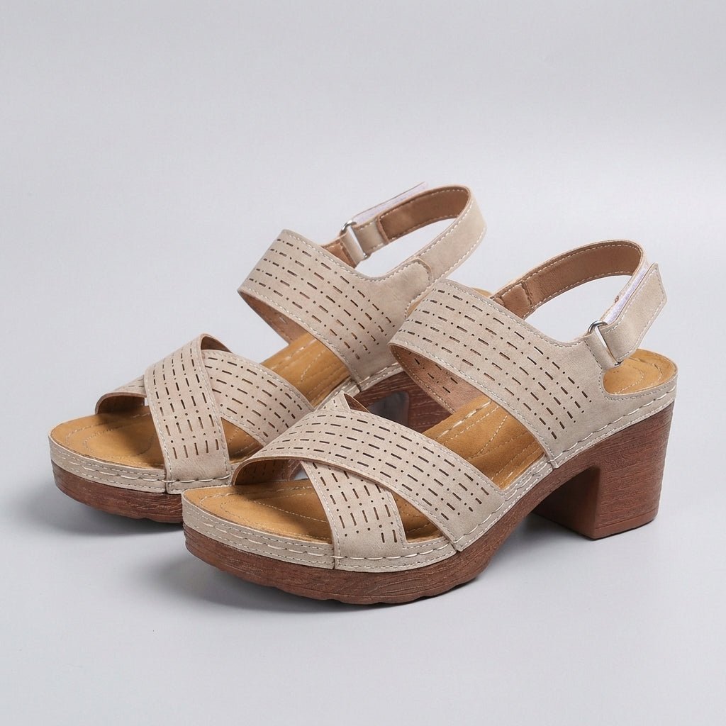 Orthopedic Platform Sandals Block Heel Open Toe Cut Out