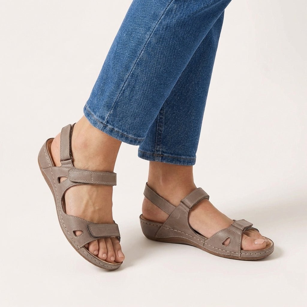 Orthopedic Sandals Adjustable Strap Open Toe Comfort - Gray