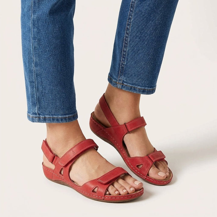 Orthopedic Sandals Adjustable Strap Open Toe Comfort - Red