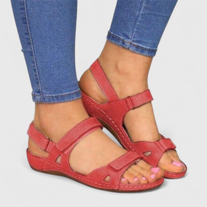Orthopedic Sandals Women's Ankle Strap Open Toe Comfort - Red