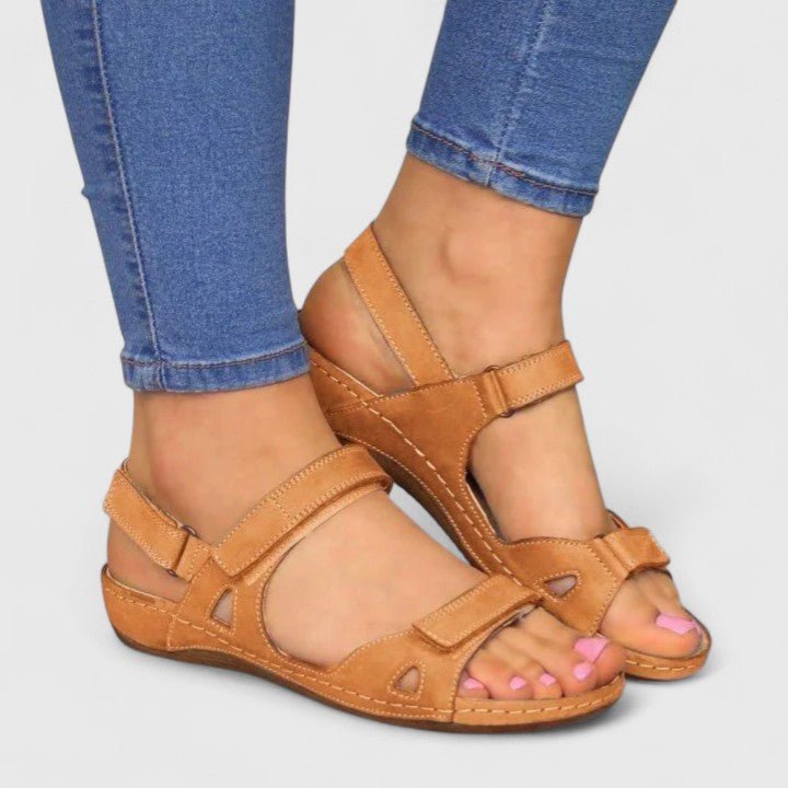 Orthopedic Sandals Women's Ankle Strap Open Toe Comfort - Brown