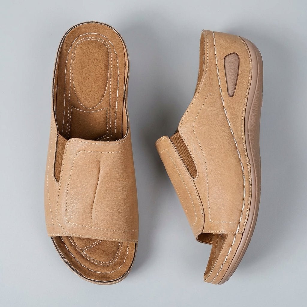 Orthopedic Wedge Sandals Slip-On Leather Open-Toe