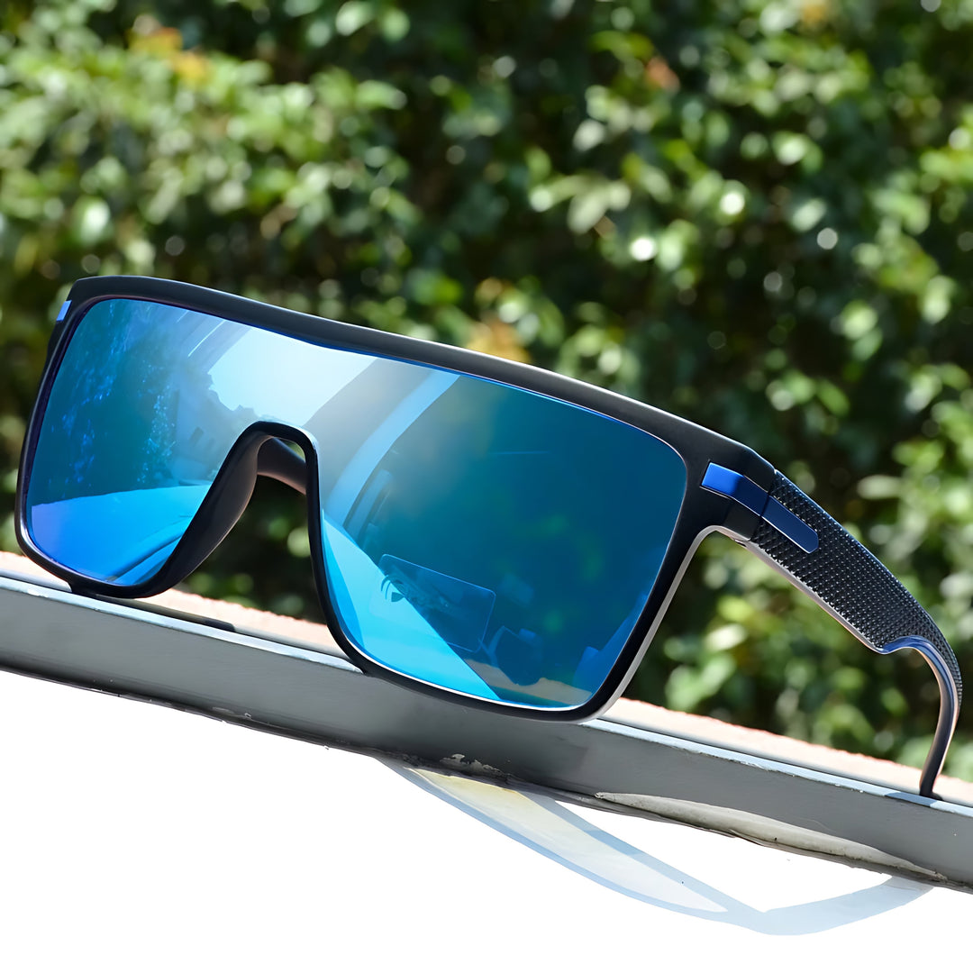 Polarised Sunglasses UV Protection Tempered Glass Lens - Blue Mirror