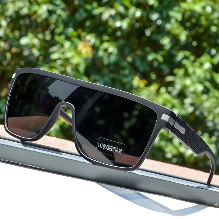 Polarised Sunglasses UV Protection Tempered Glass Lens - Black Gray