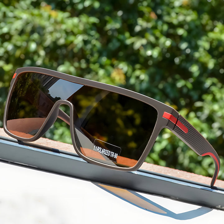 Polarised Sunglasses UV Protection Tempered Glass Lens - Brown Mirror