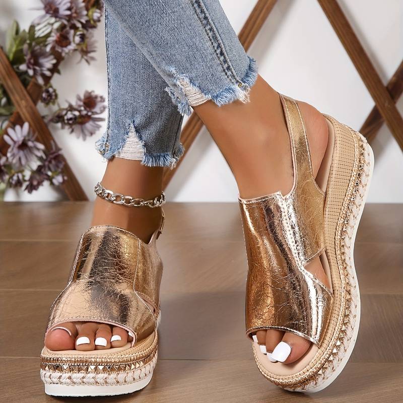 Hannah | Womens Metallic Platform Comfort Sandals