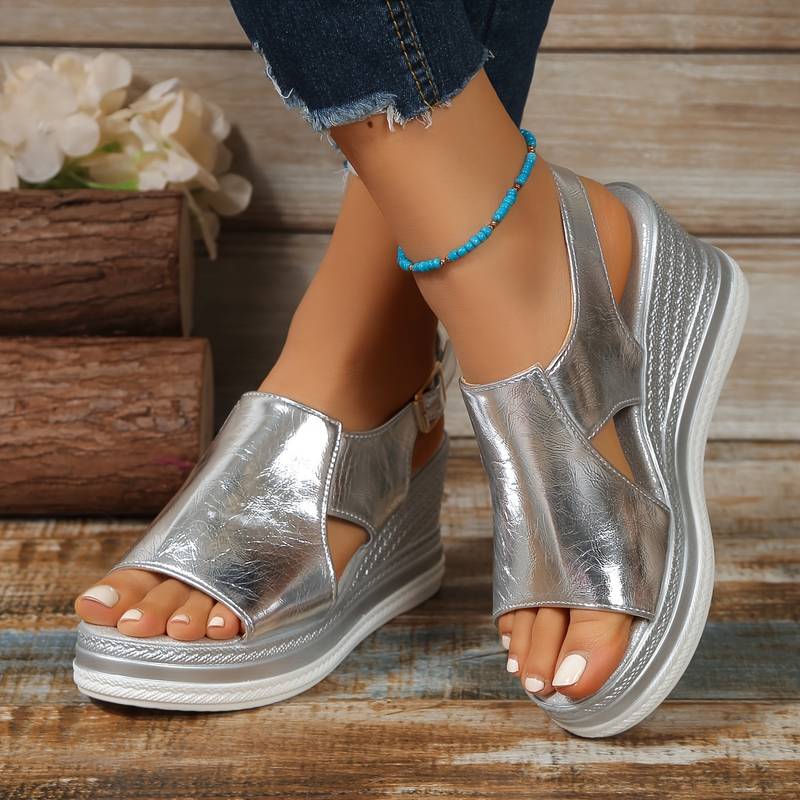 Hannah | Womens Metallic Platform Comfort Sandals