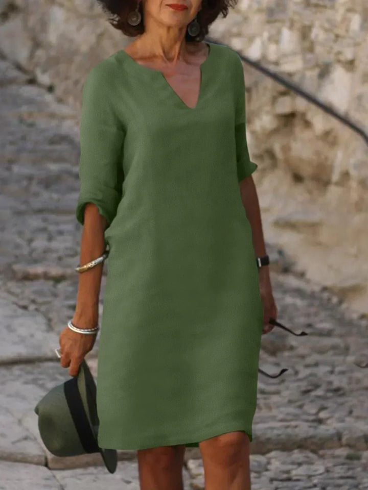 Amelia | Women’s Elegant Notch Neck Midi Dress