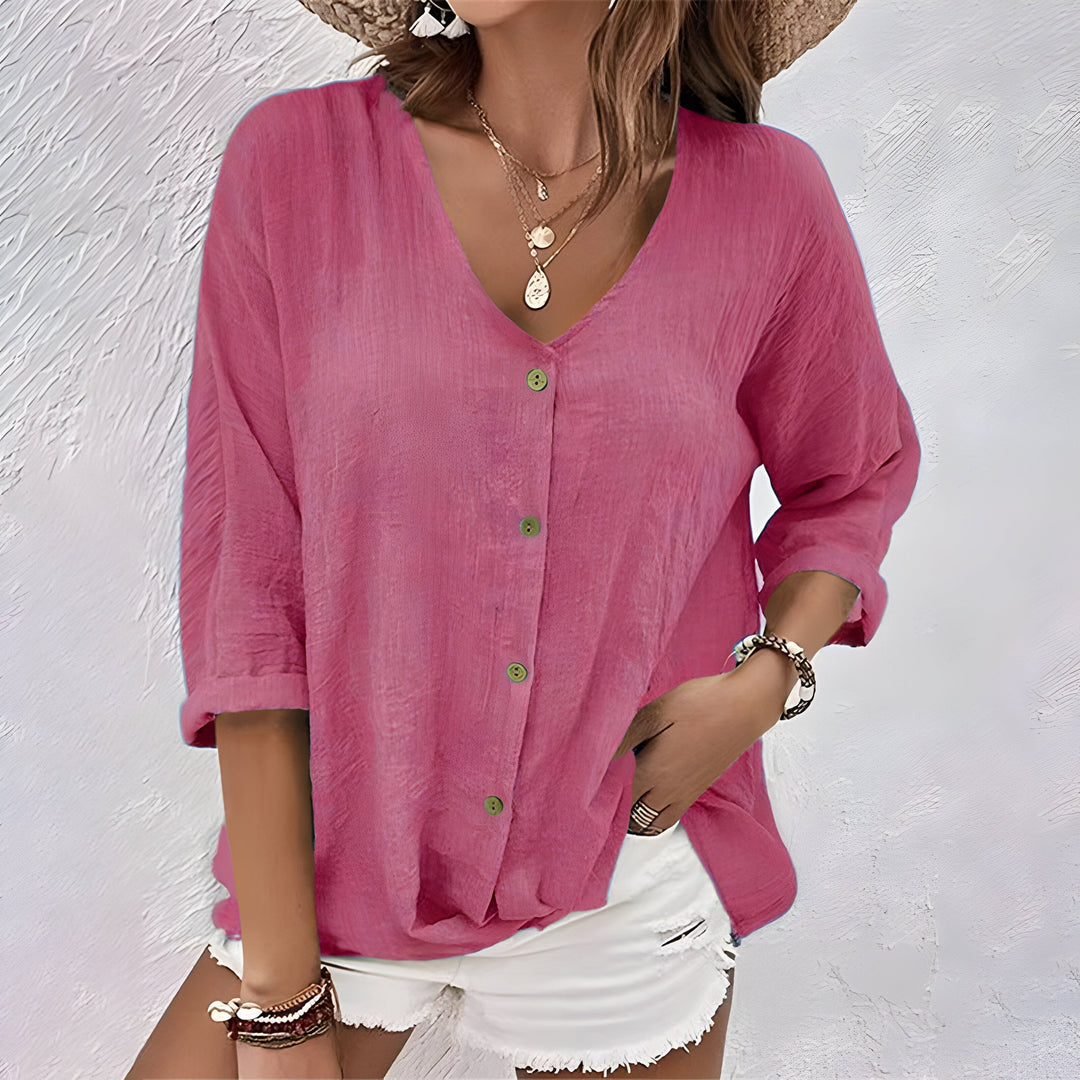 Faith | Women’s Button Front V Neck Casual Top