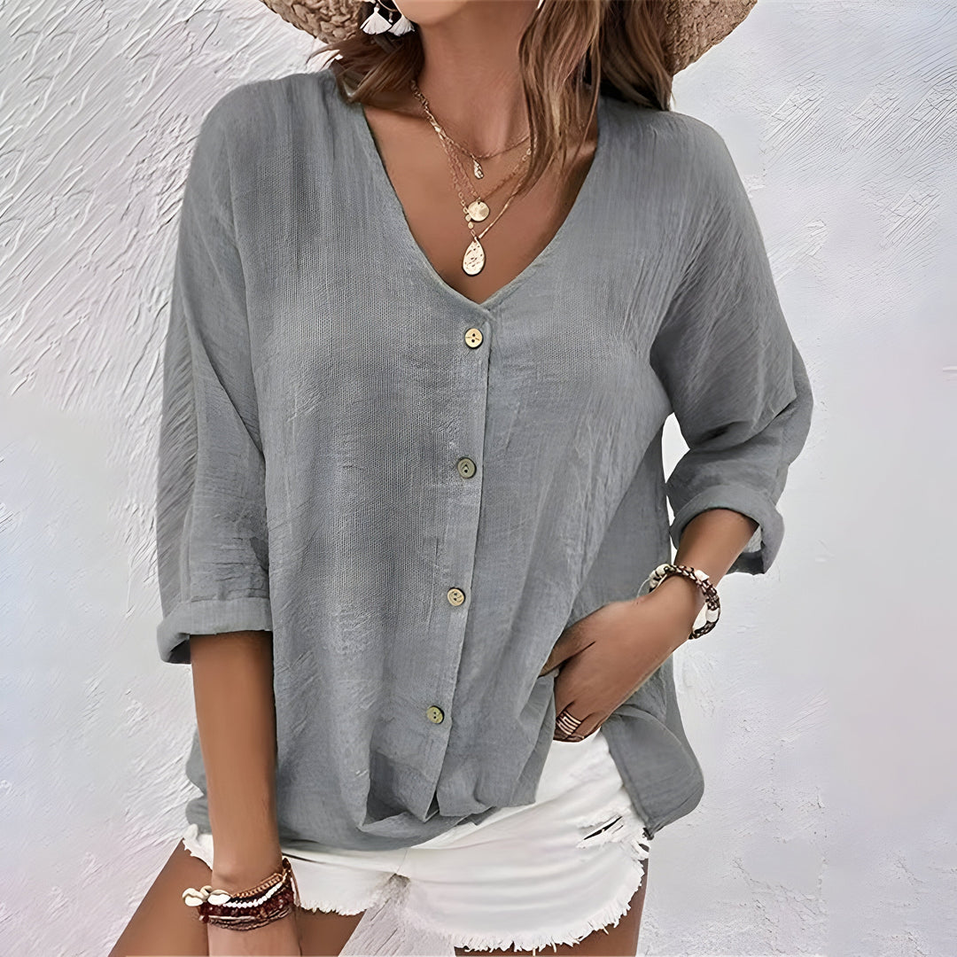 Faith | Women’s Button Front V Neck Casual Top