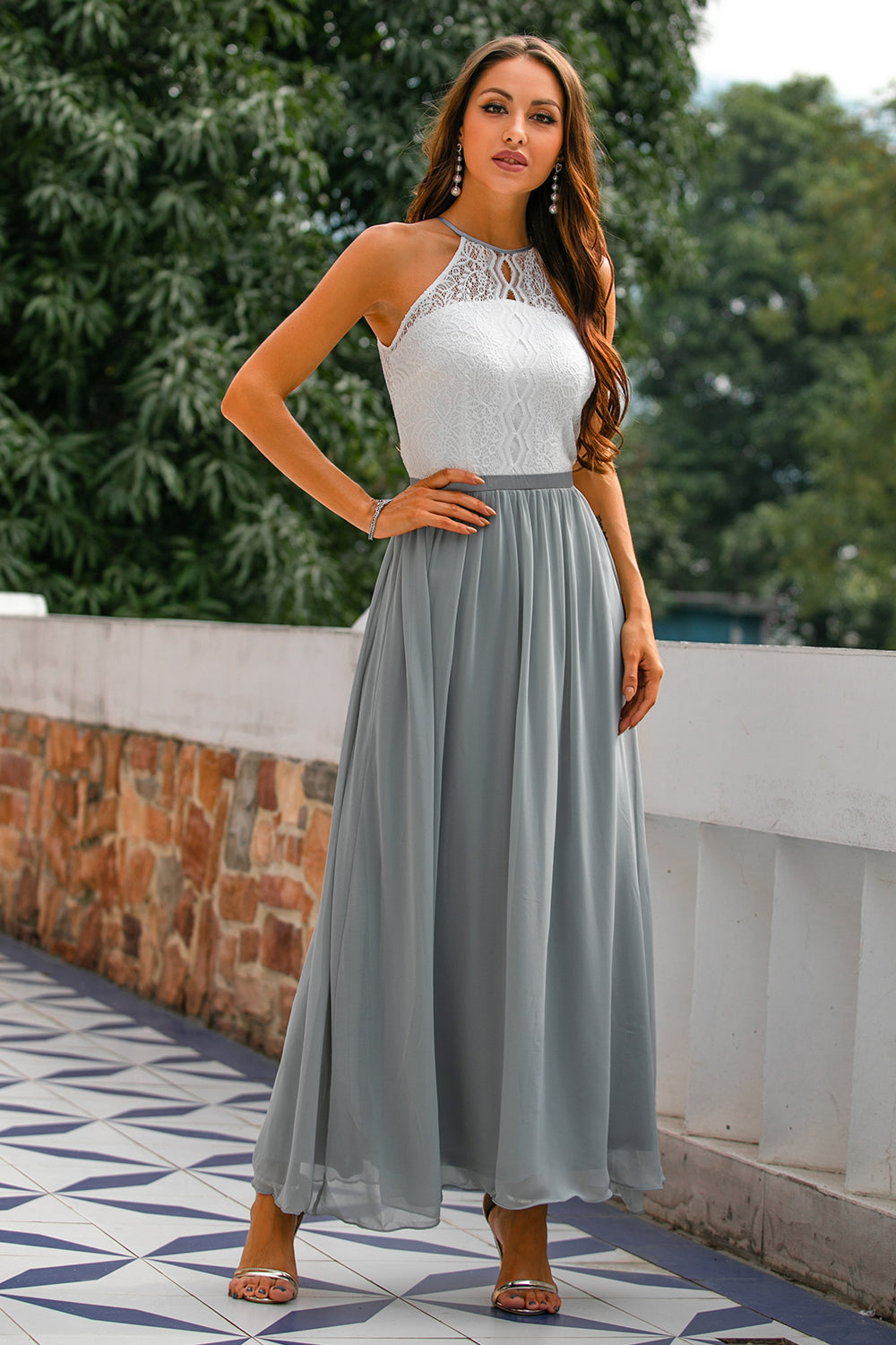 Camille | Women's Wedding Guest Halter Maxi Dress