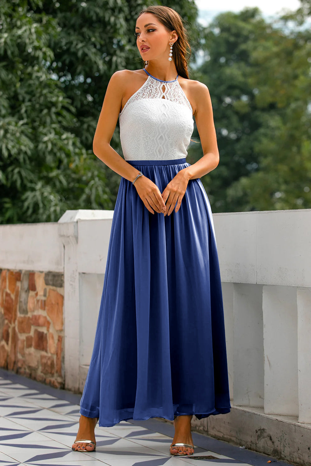 Lauren | Women Wedding Guest Halter Maxi Dress