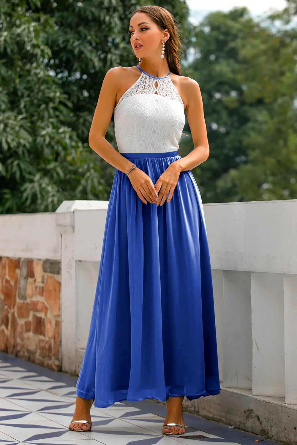 Lauren | Women Wedding Guest Halter Maxi Dress