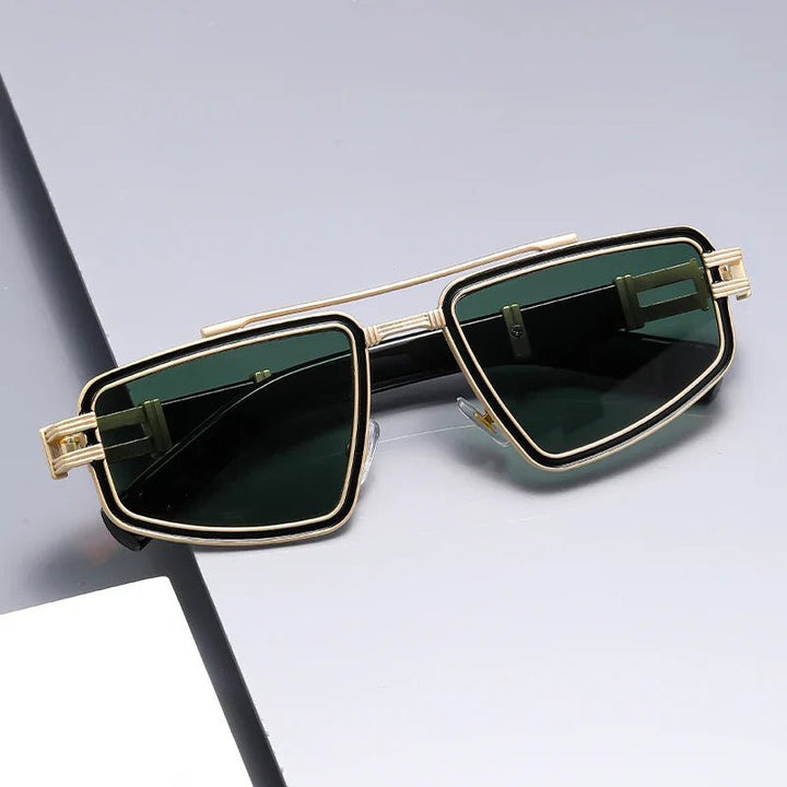 Sunglasses Angular Titanium Frame UV400 Double Bridge