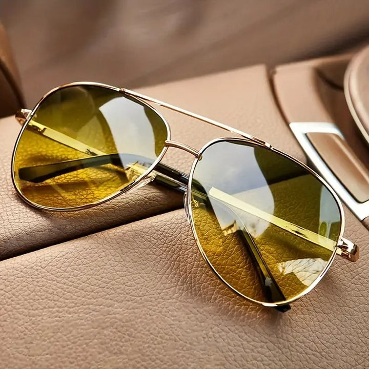 Sunglasses Aviator Gold Frame Yellow Gradient Lenses UV400 - Gold